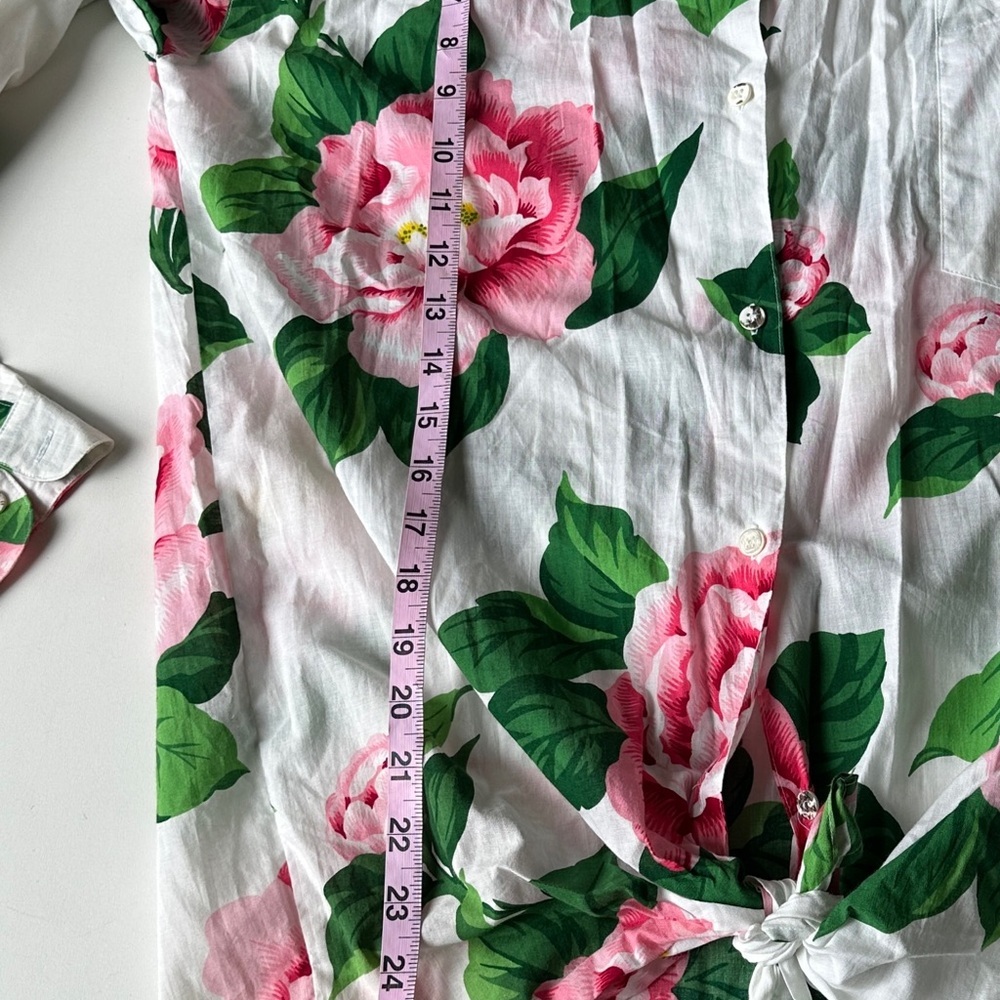 NWT Vintage Adrienne Vittadini Sport Floral Tie Front Thin Button Up Shirt Small - Picture 8 of 8